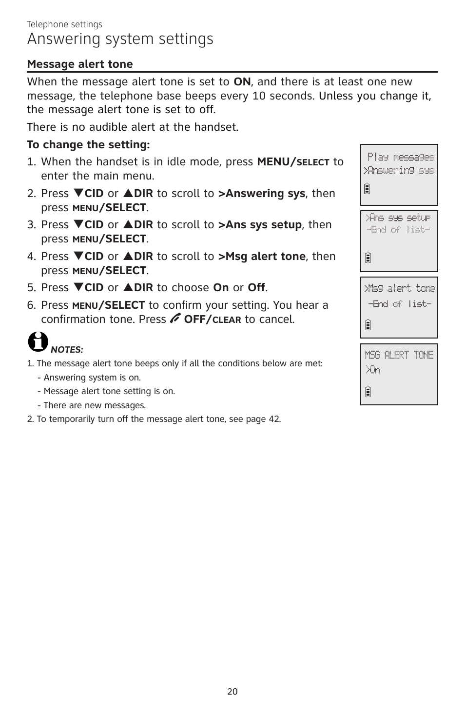 Answering system settings | AT&T CL82350 User Manual | Page 25 / 79