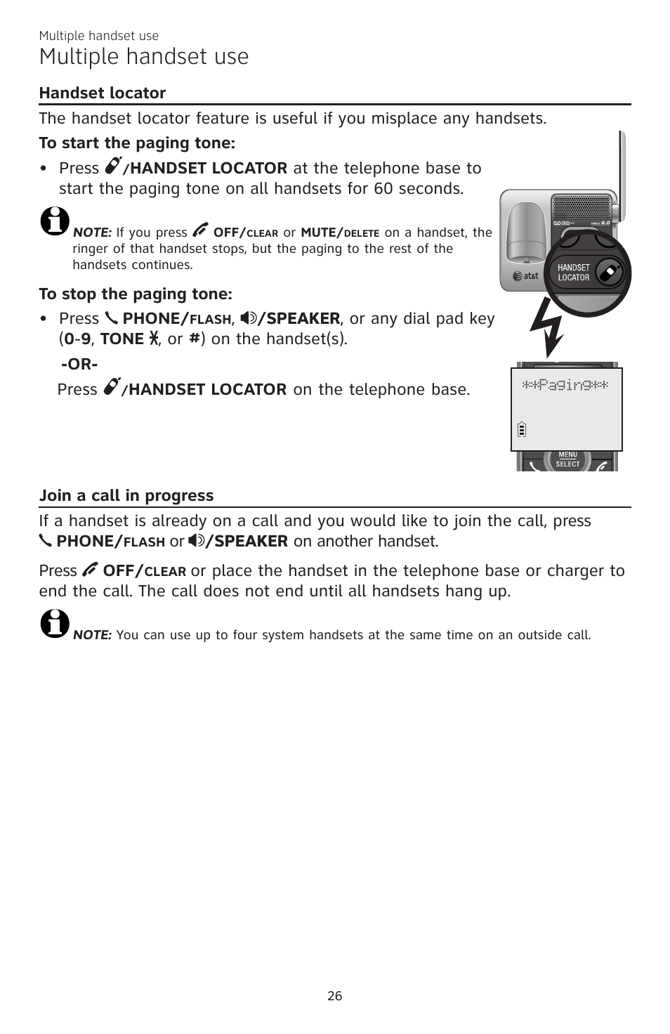 Multiple handset use | AT&T CL82350 User Manual | Page 31 / 79