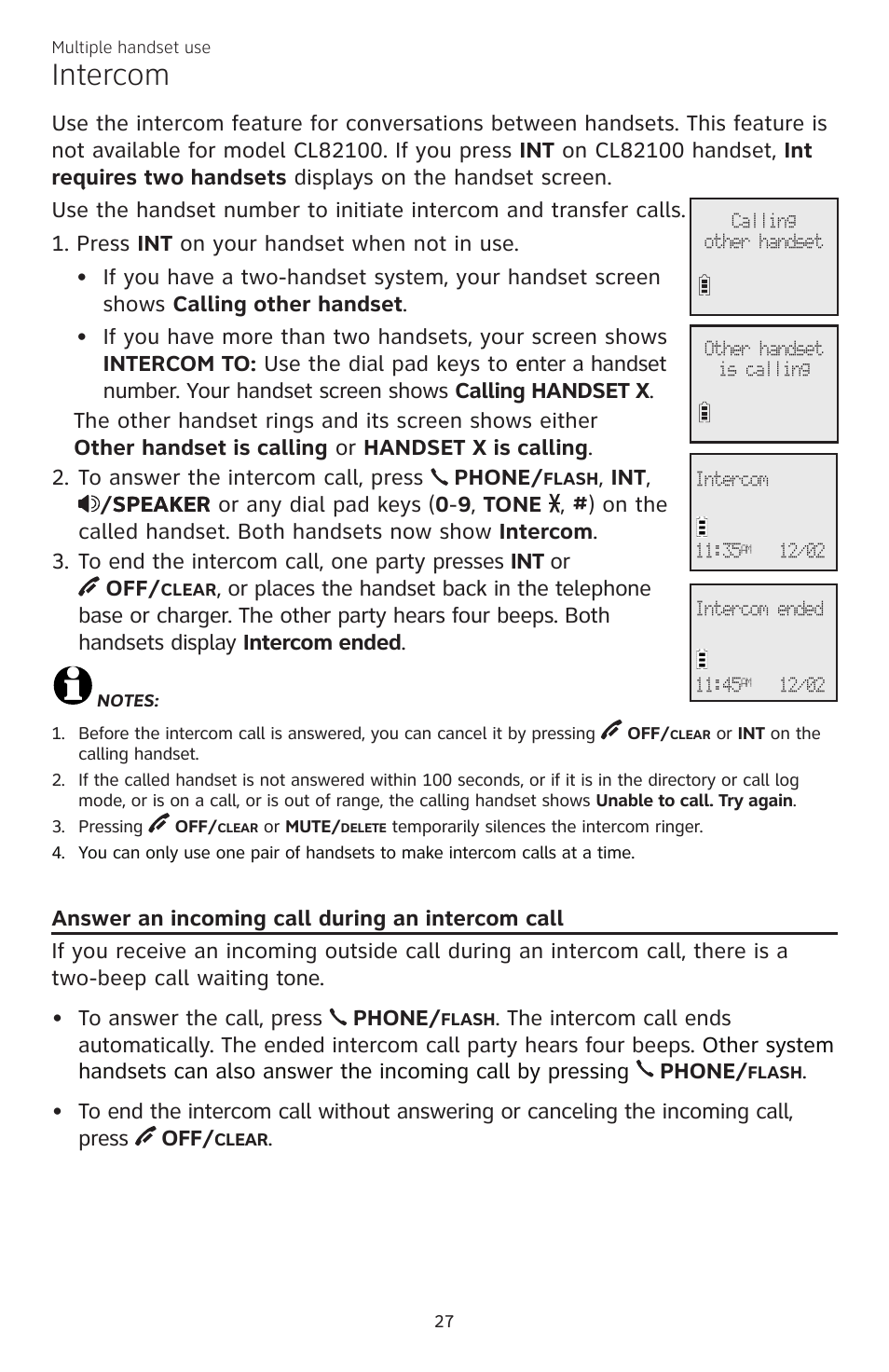 Intercom | AT&T CL82350 User Manual | Page 32 / 79