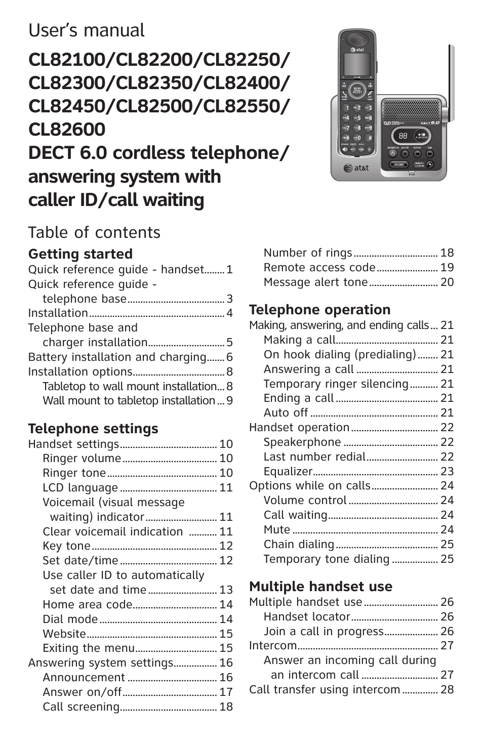 AT&T CL82350 User Manual | Page 4 / 79