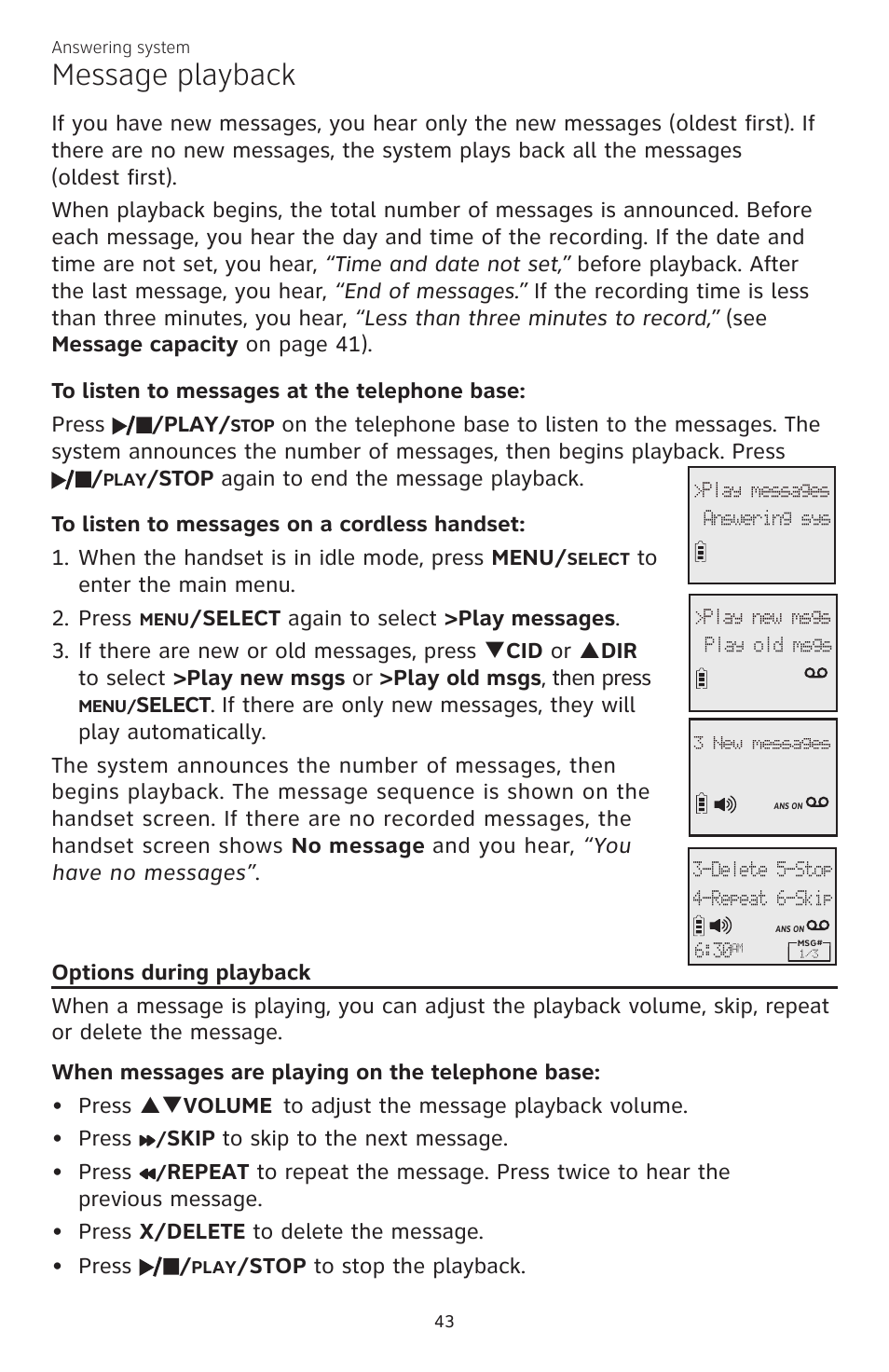 Message playback | AT&T CL82350 User Manual | Page 48 / 79