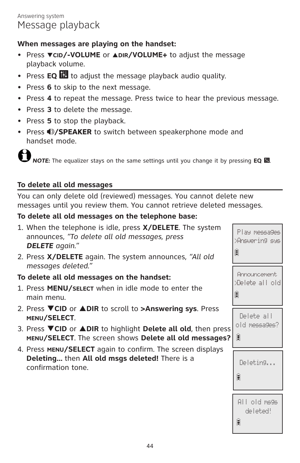 Message playback | AT&T CL82350 User Manual | Page 49 / 79