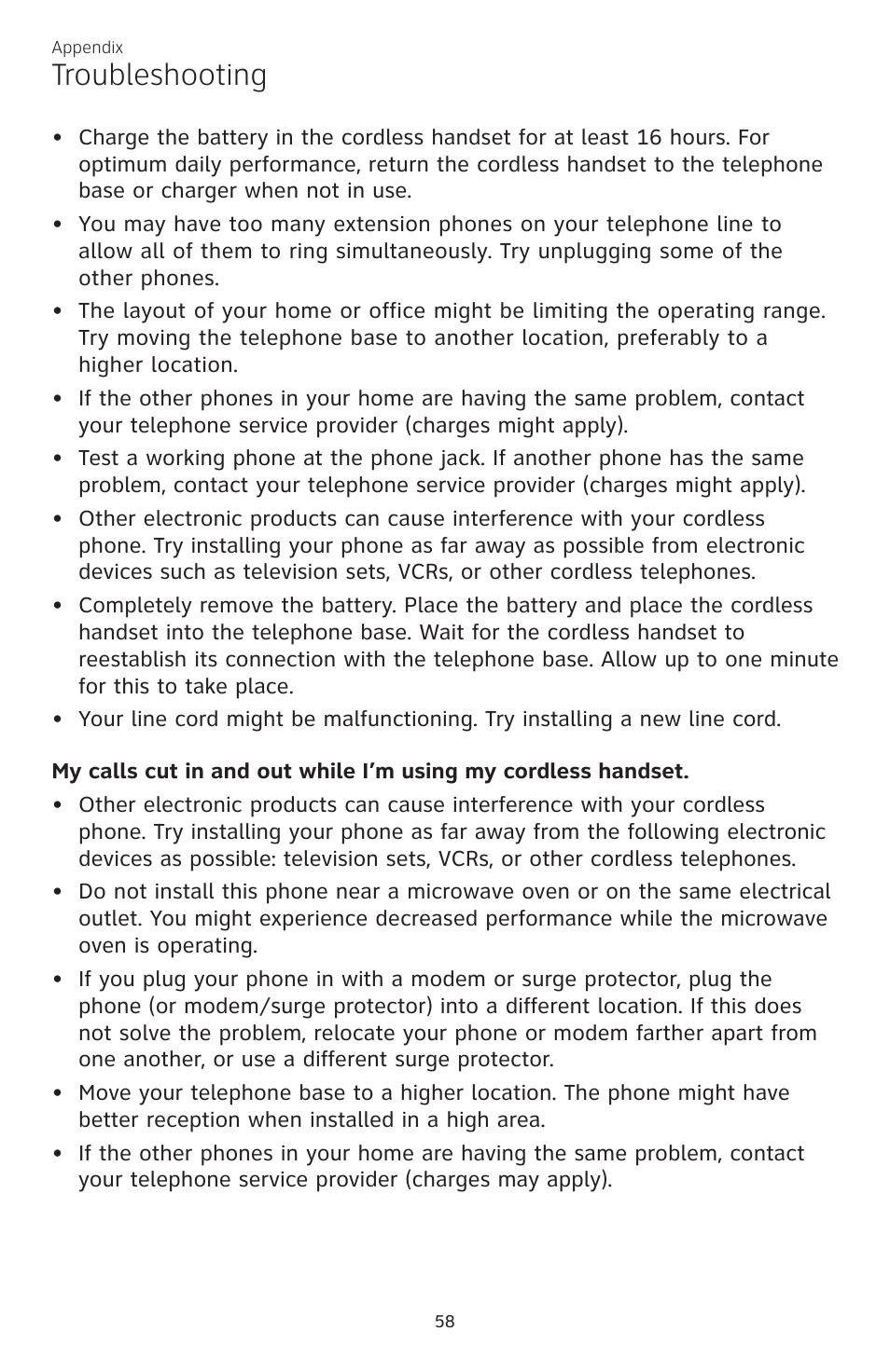 Troubleshooting | AT&T CL82350 User Manual | Page 63 / 79