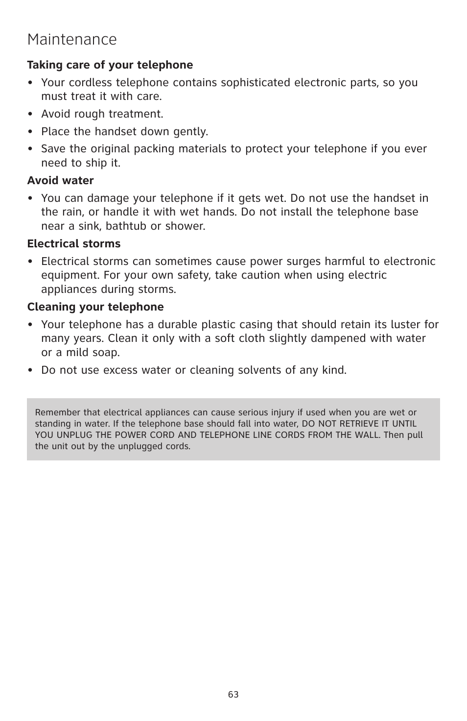 Maintenance | AT&T CL82350 User Manual | Page 68 / 79