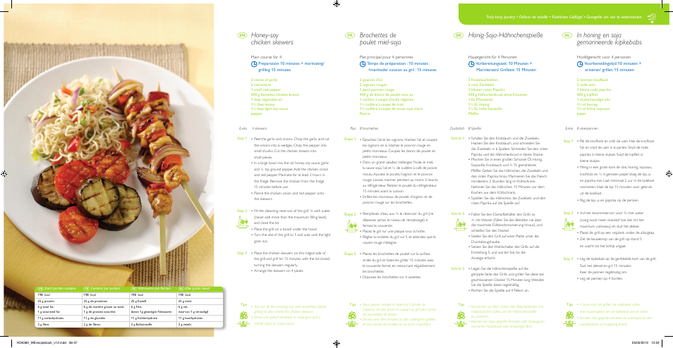 Honey-soy chicken skewers, Fd n | Philips Avance Collection Gril de table User Manual | Page 19 / 35