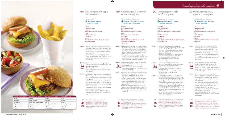 Cheeseburgers with apple and mushrooms | Philips Avance Collection Gril de table User Manual | Page 27 / 35