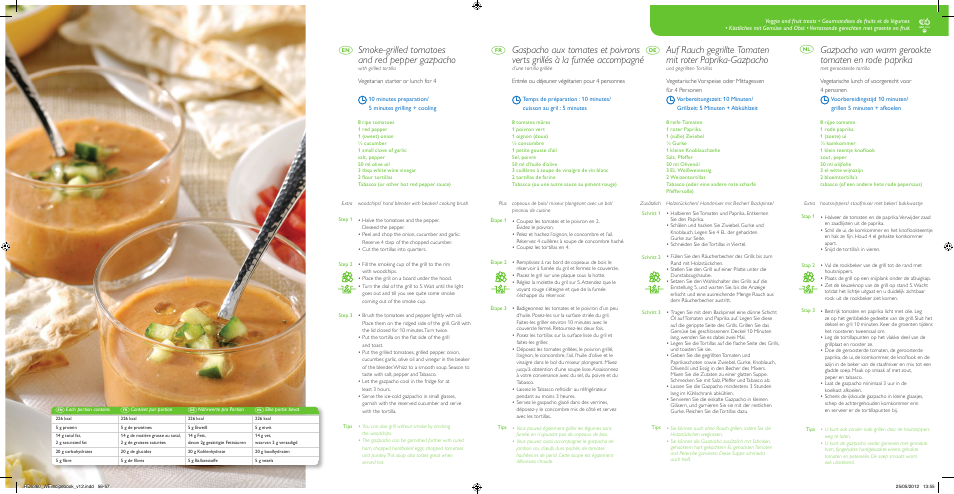 Smoke-grilled tomatoes and red pepper gazpacho, Gazpacho van warm gerookte tomaten en rode paprika, Fd n | Philips Avance Collection Gril de table User Manual | Page 29 / 35