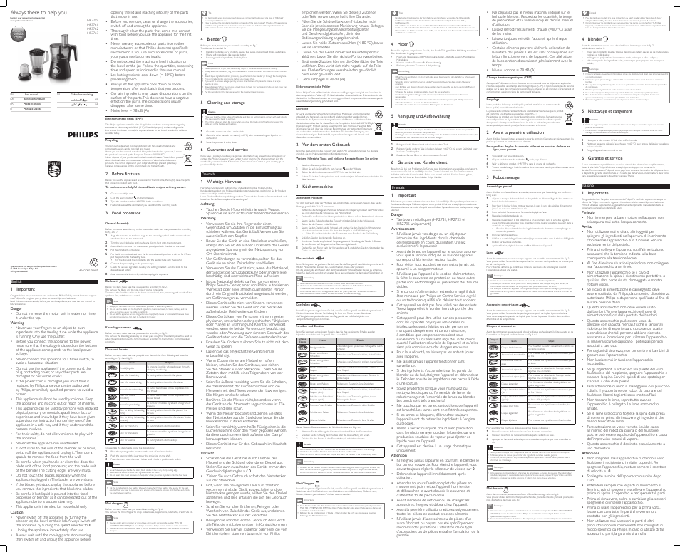 Philips Viva Collection Robot de cuisine User Manual | 2 pages