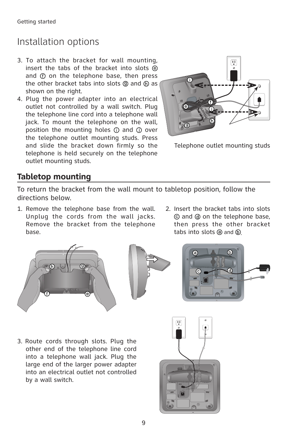 Installation options, Tabletop mounting | AT&T E1113B User Manual | Page 12 / 71
