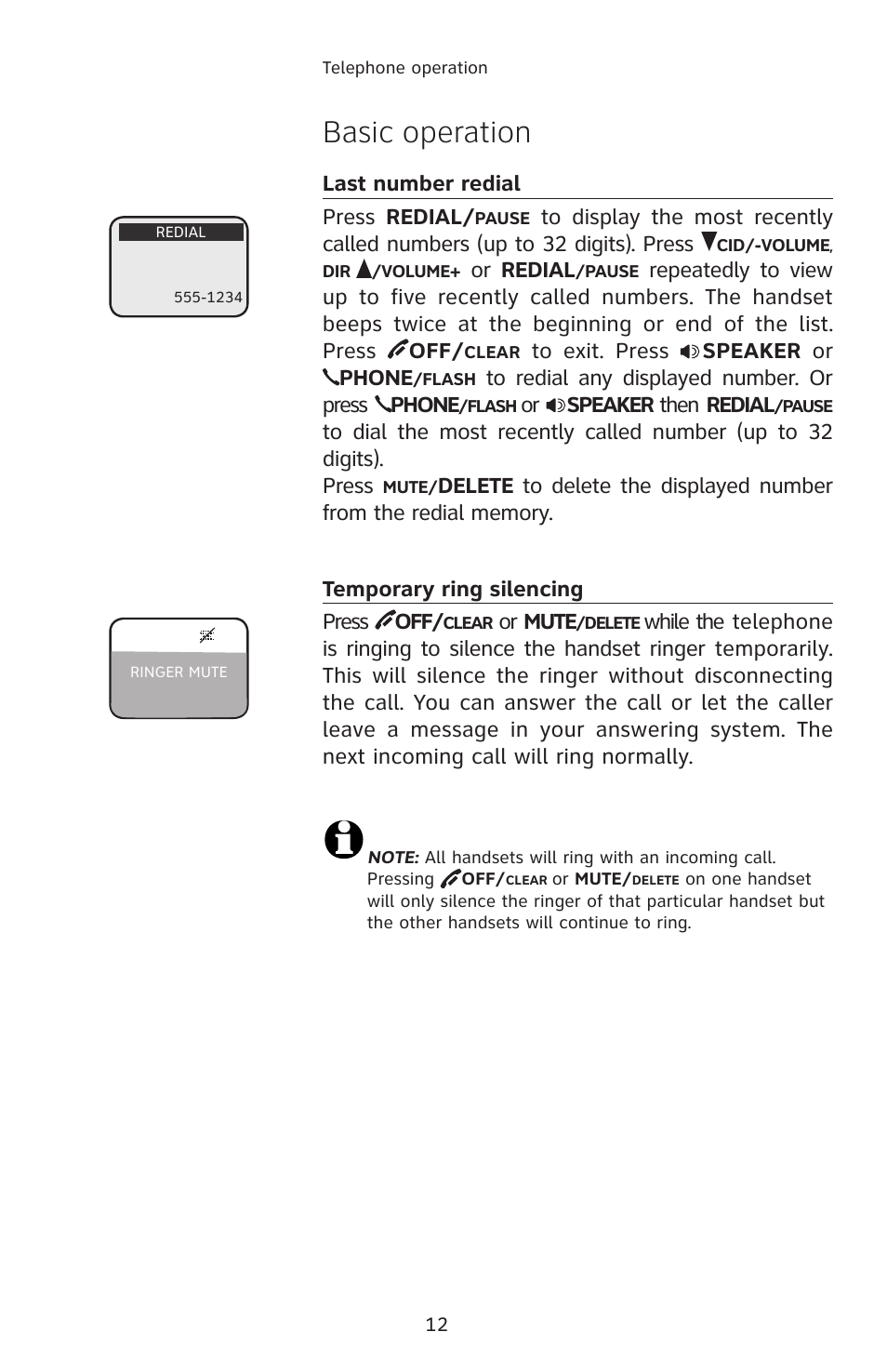 Basic operation | AT&T E1113B User Manual | Page 15 / 71