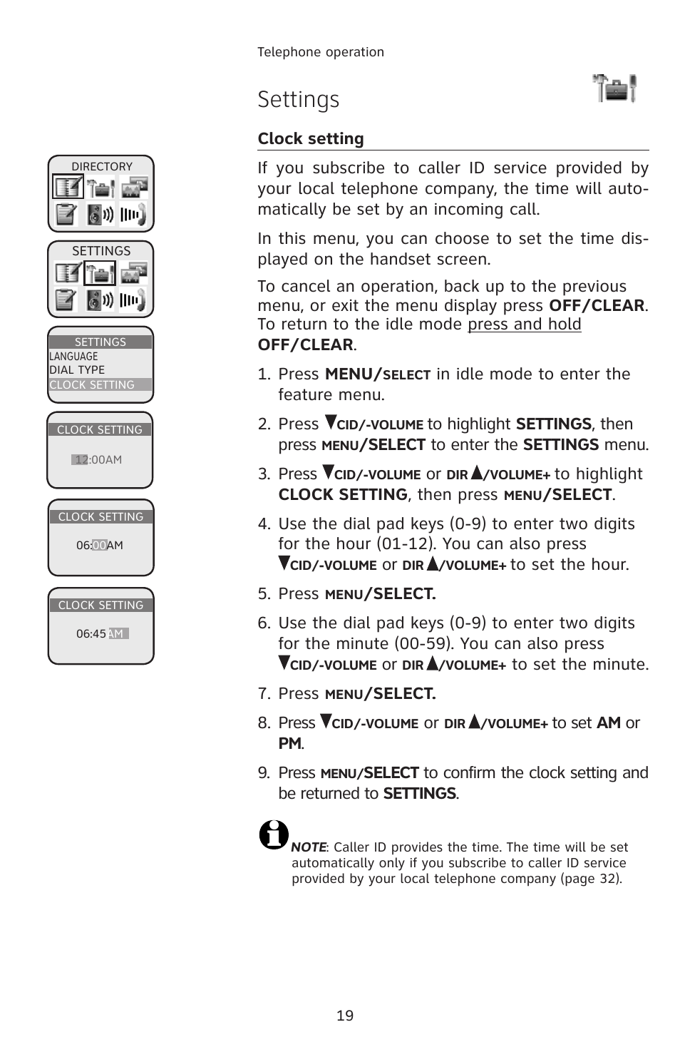 Settings | AT&T E1113B User Manual | Page 22 / 71