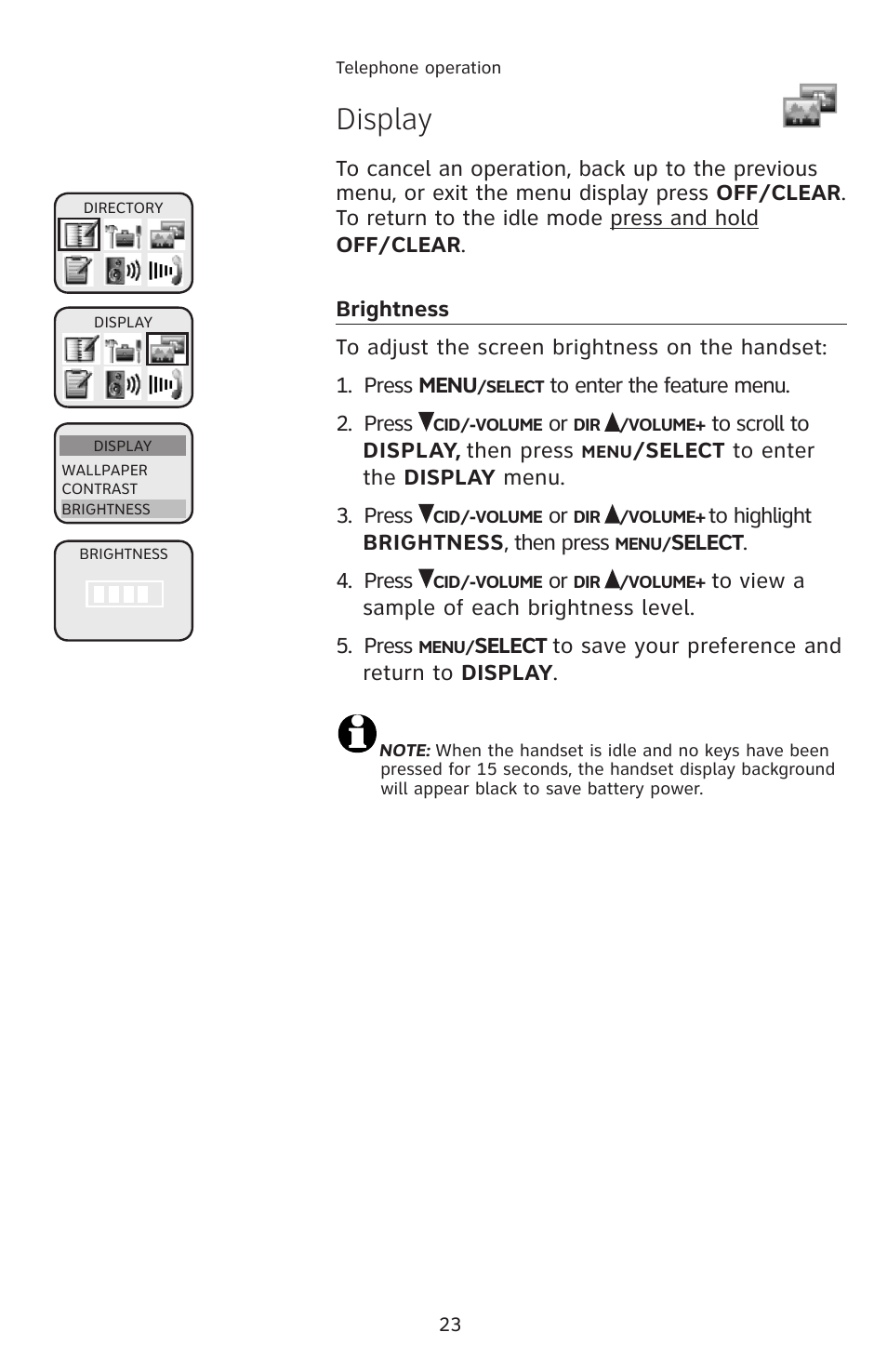 Display | AT&T E1113B User Manual | Page 26 / 71