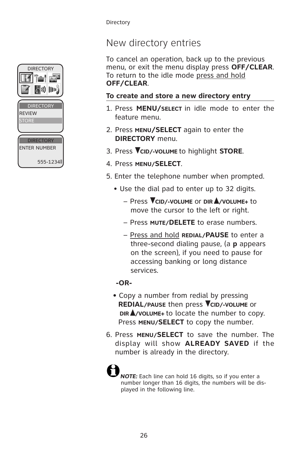 New directory entries | AT&T E1113B User Manual | Page 29 / 71