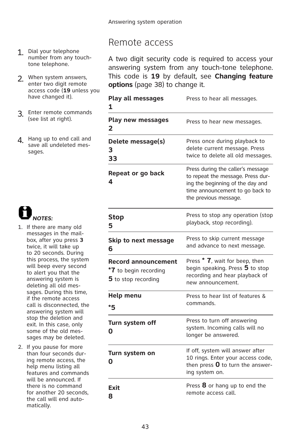 Remote access | AT&T E1113B User Manual | Page 46 / 71