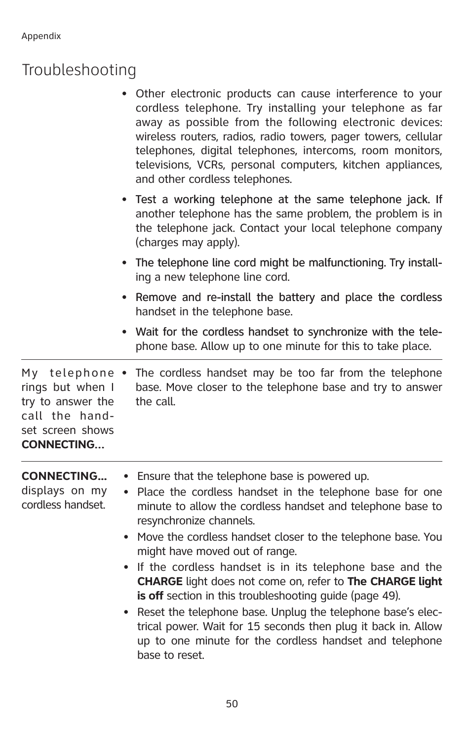 Troubleshooting | AT&T E1113B User Manual | Page 53 / 71
