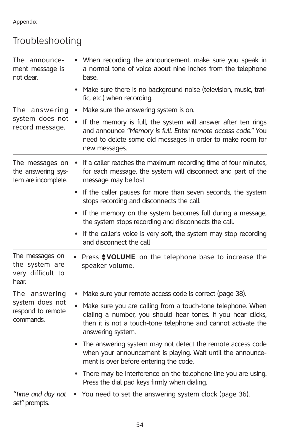 Troubleshooting | AT&T E1113B User Manual | Page 57 / 71