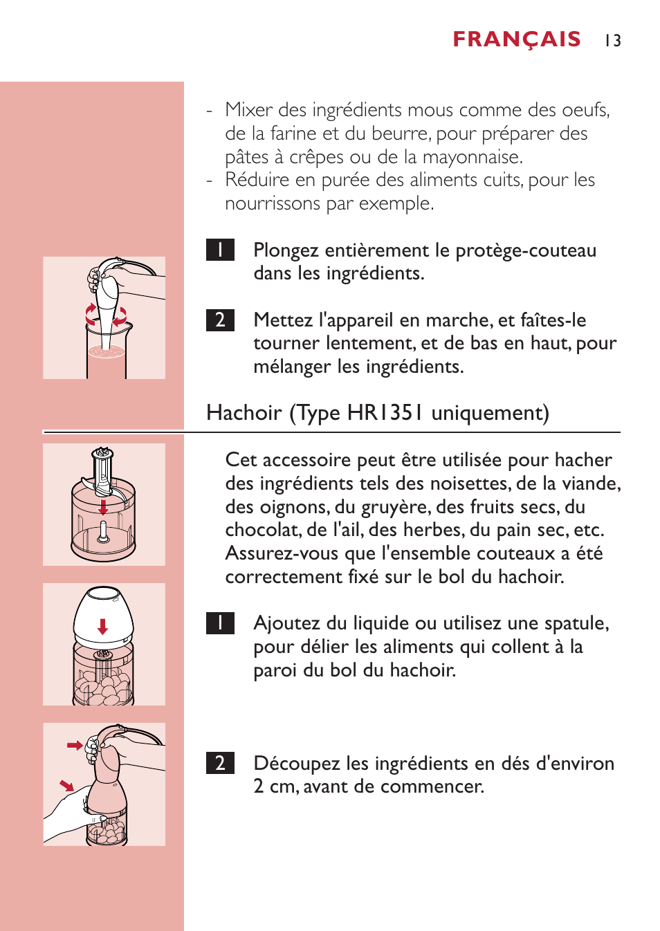 Philips Mixeur plongeant User Manual | Page 13 / 56