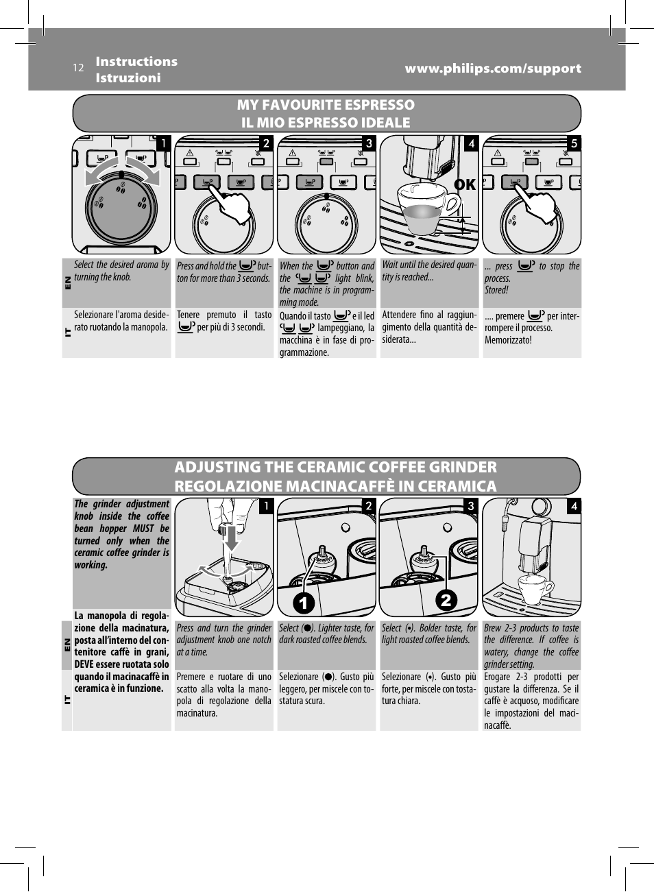 My favourite espresso il mio espresso ideale | Philips Saeco Intuita Machine espresso Super Automatique User Manual | Page 12 / 56