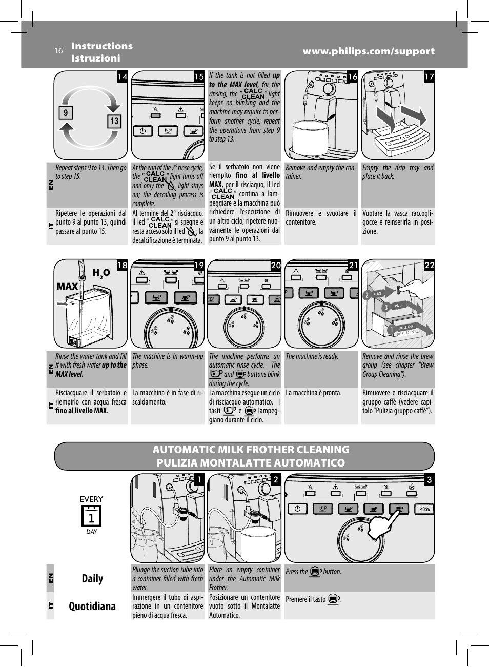 Daily, Quotidiana | Philips Saeco Intuita Machine espresso Super Automatique User Manual | Page 16 / 56