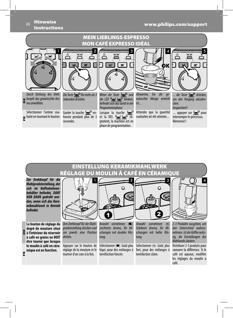 Mein lieblings-espresso mon café expresso idéal | Philips Saeco Intuita Machine espresso Super Automatique User Manual | Page 28 / 56
