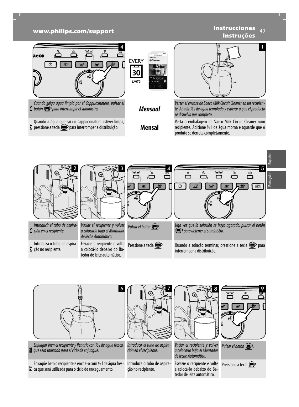 Mensual, Mensal | Philips Saeco Intuita Machine espresso Super Automatique User Manual | Page 49 / 56