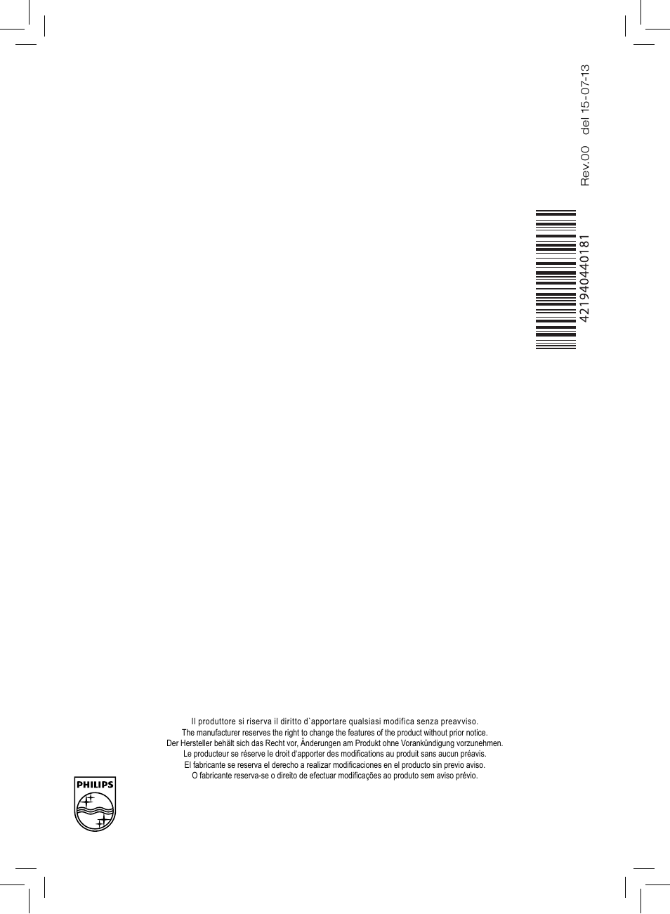 Philips Saeco Intuita Machine espresso Super Automatique User Manual | Page 56 / 56