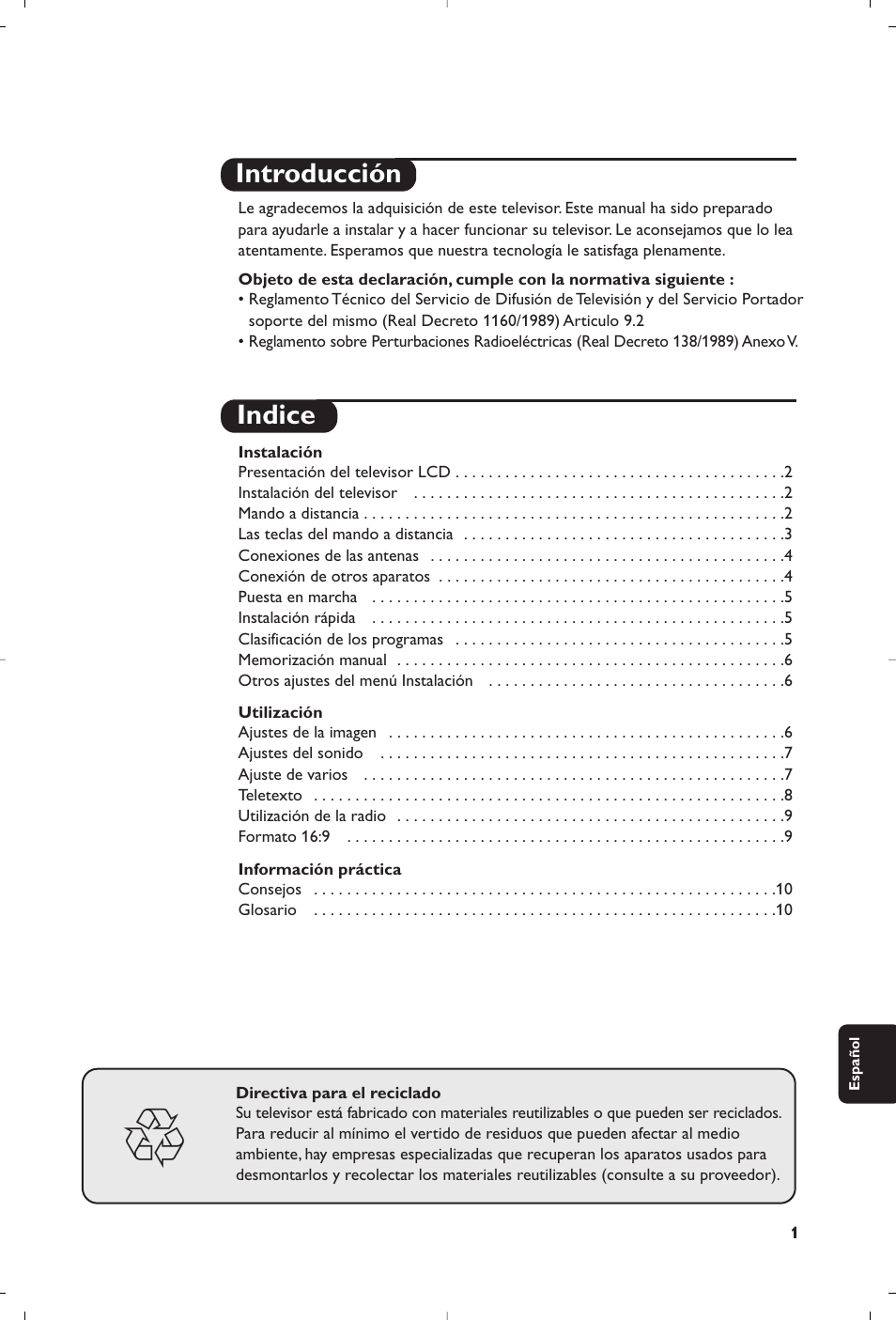 Introducción indice | Philips Téléviseur User Manual | Page 101 / 120