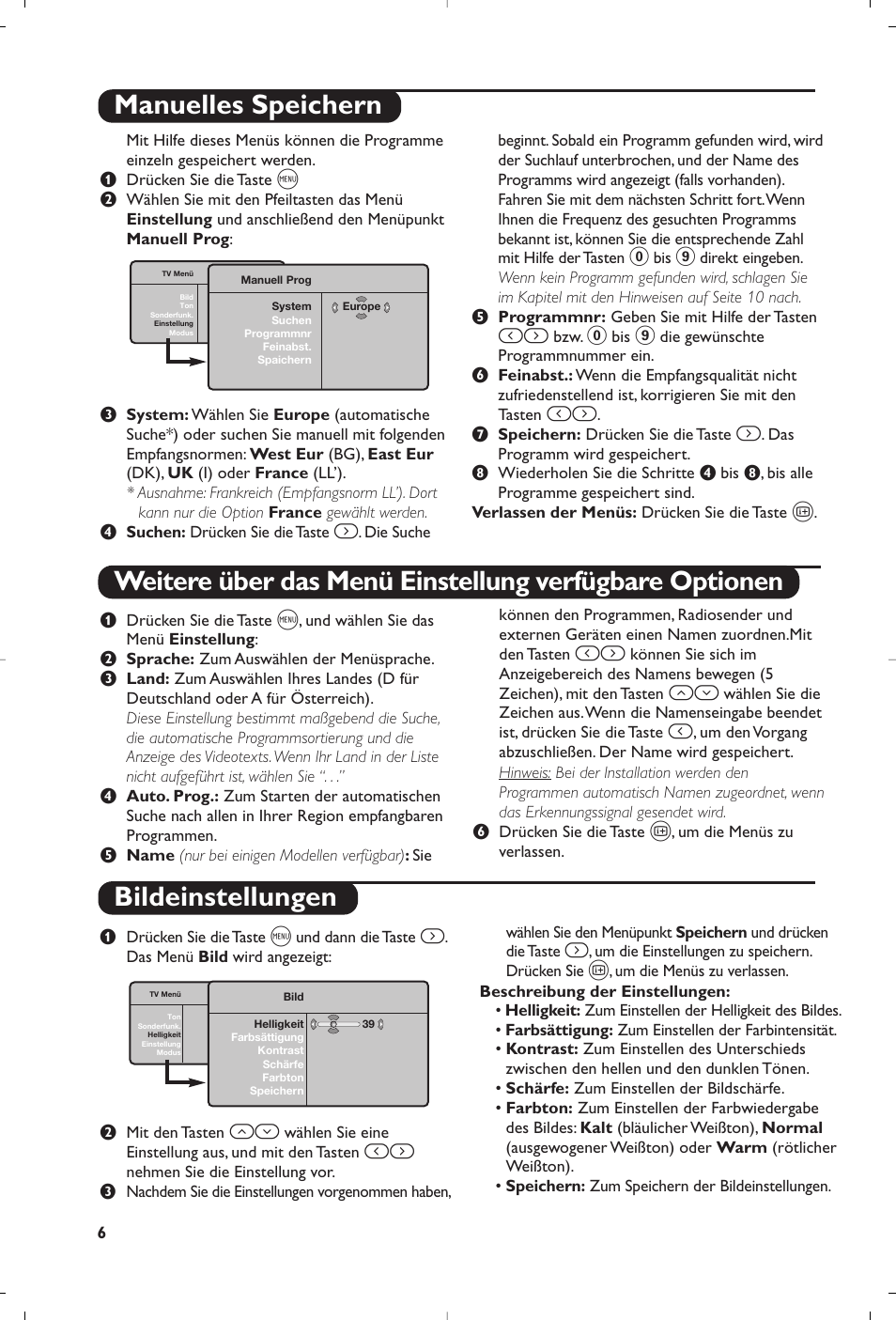 Bildeinstellungen | Philips Téléviseur User Manual | Page 26 / 120