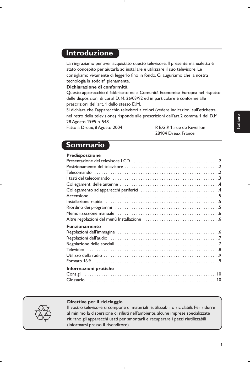 Introduzione sommario | Philips Téléviseur User Manual | Page 31 / 120