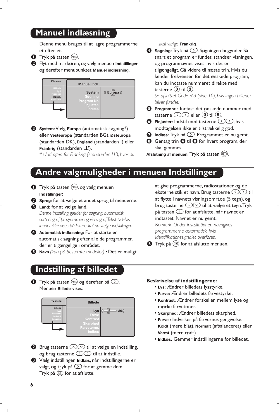 Indstilling af billedet | Philips Téléviseur User Manual | Page 66 / 120