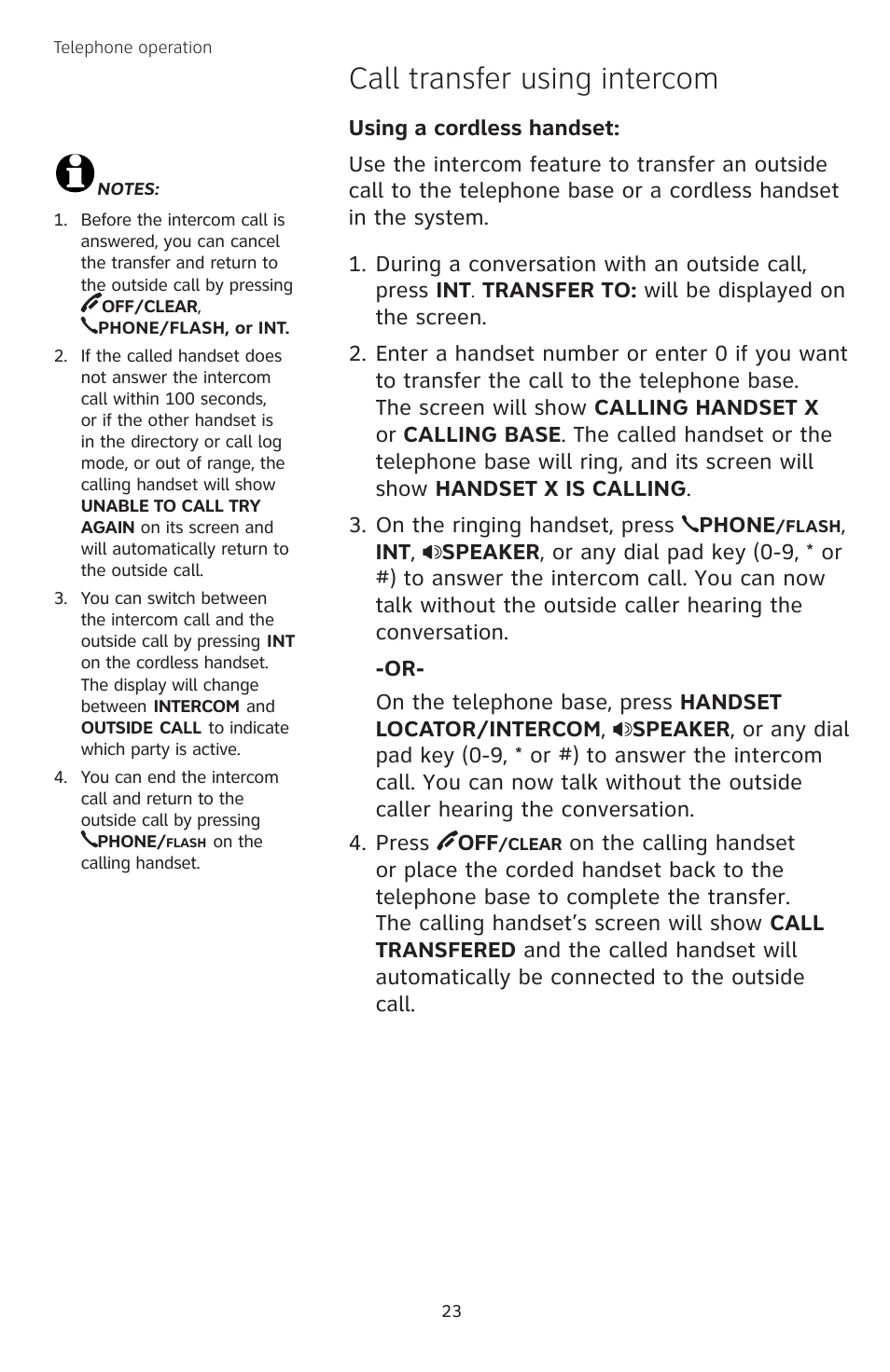 Call transfer using intercom | AT&T TL74258 User Manual | Page 28 / 97