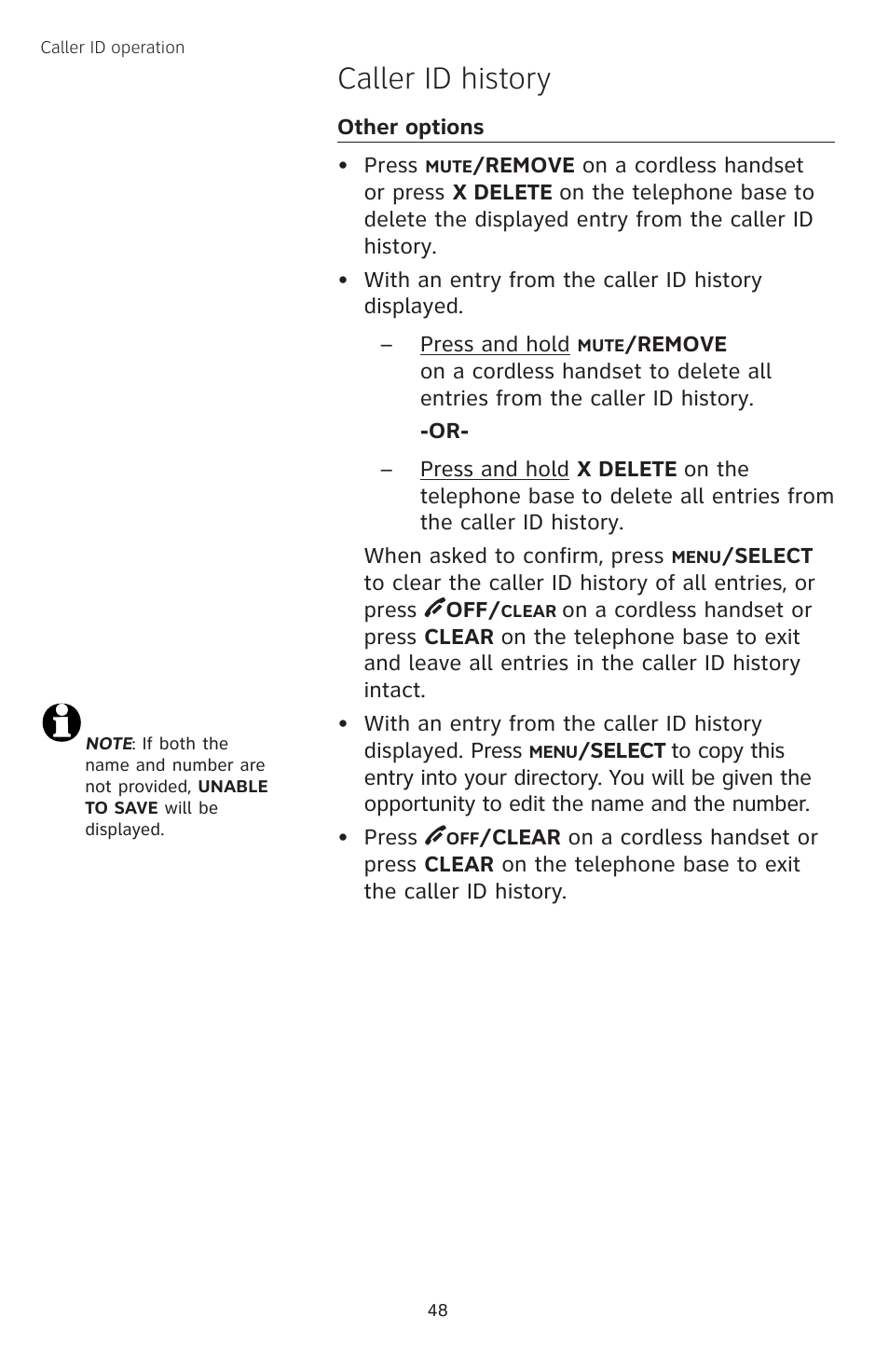 Caller id history | AT&T TL74258 User Manual | Page 53 / 97