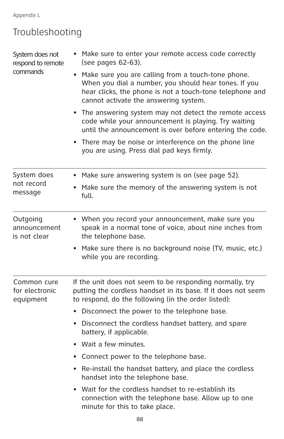 Troubleshooting | AT&T TL74258 User Manual | Page 93 / 97