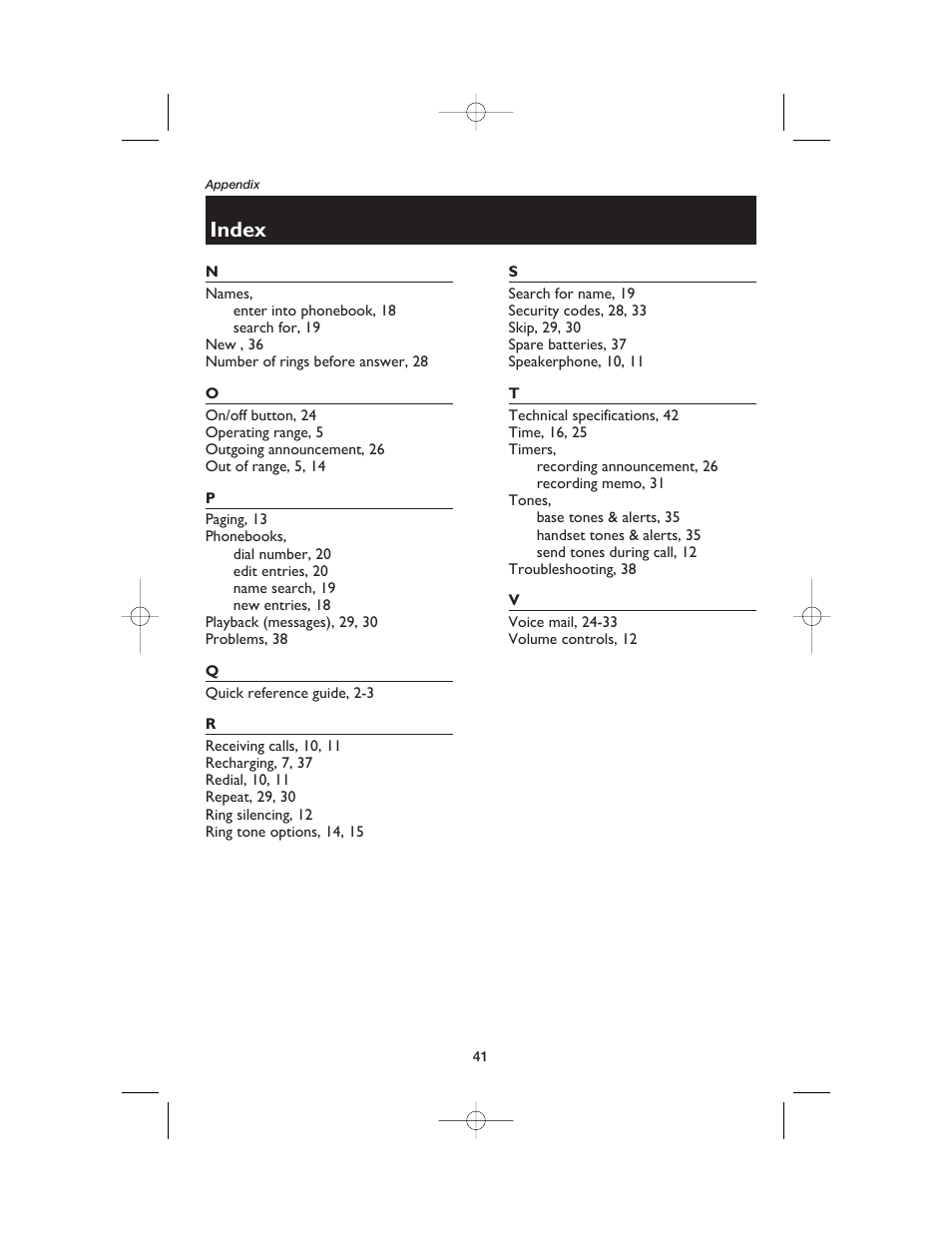 Index | AT&T E2525 User Manual | Page 43 / 60