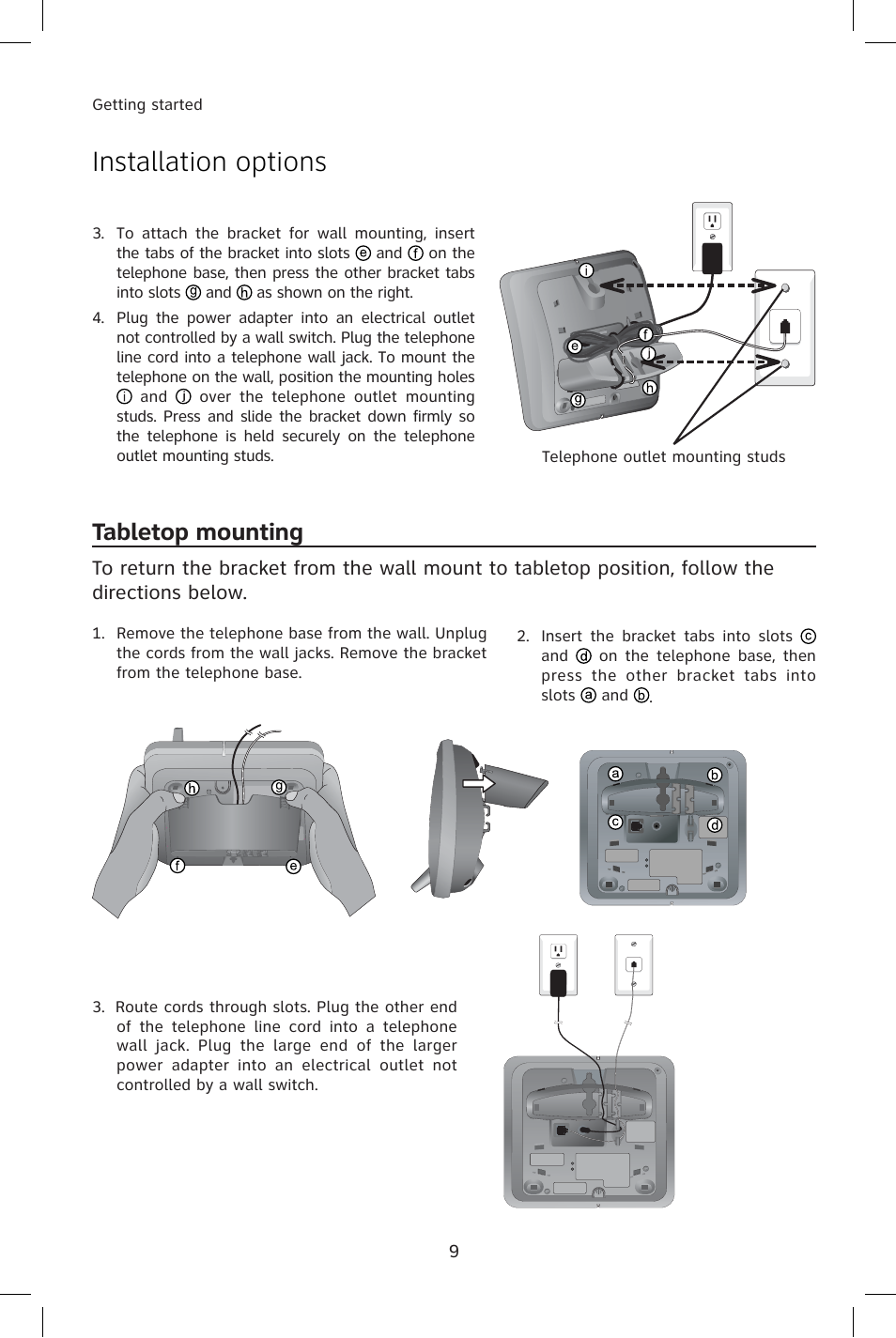 Tabletop mounting, Installation options | AT&T E1814B User Manual | Page 12 / 65