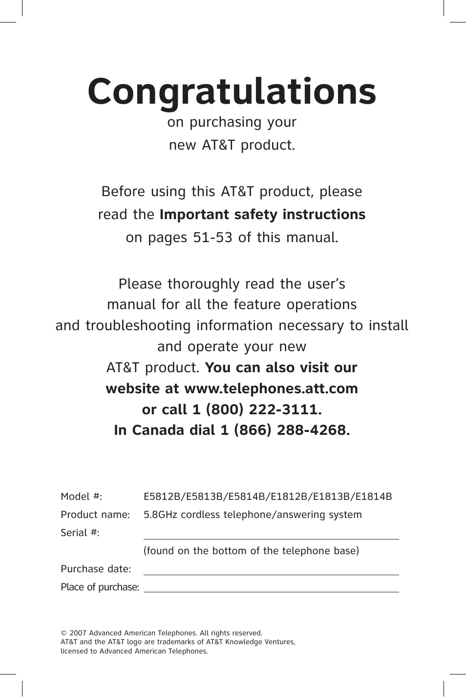 AT&T E1814B User Manual | Page 2 / 65