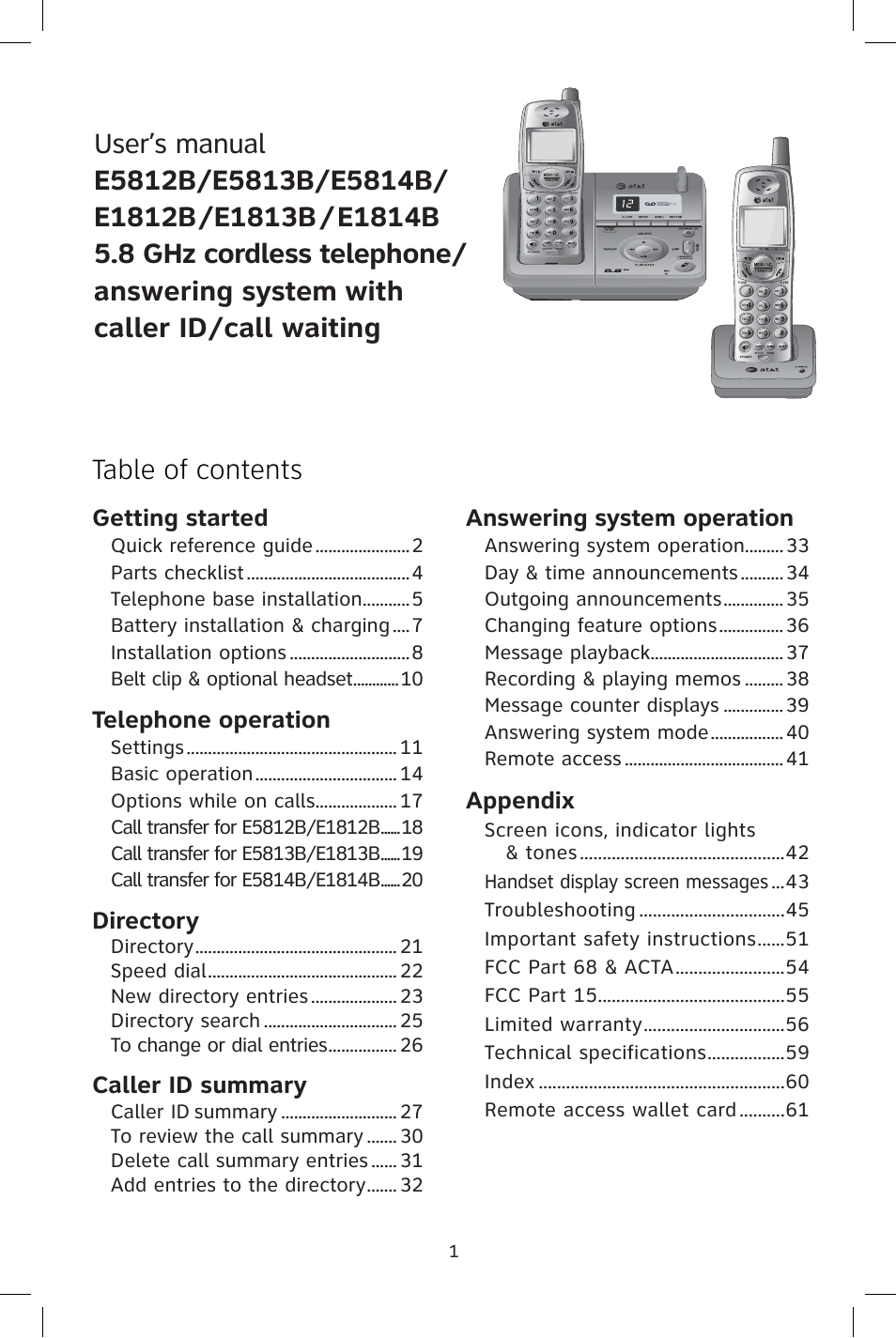 AT&T E1814B User Manual | Page 4 / 65