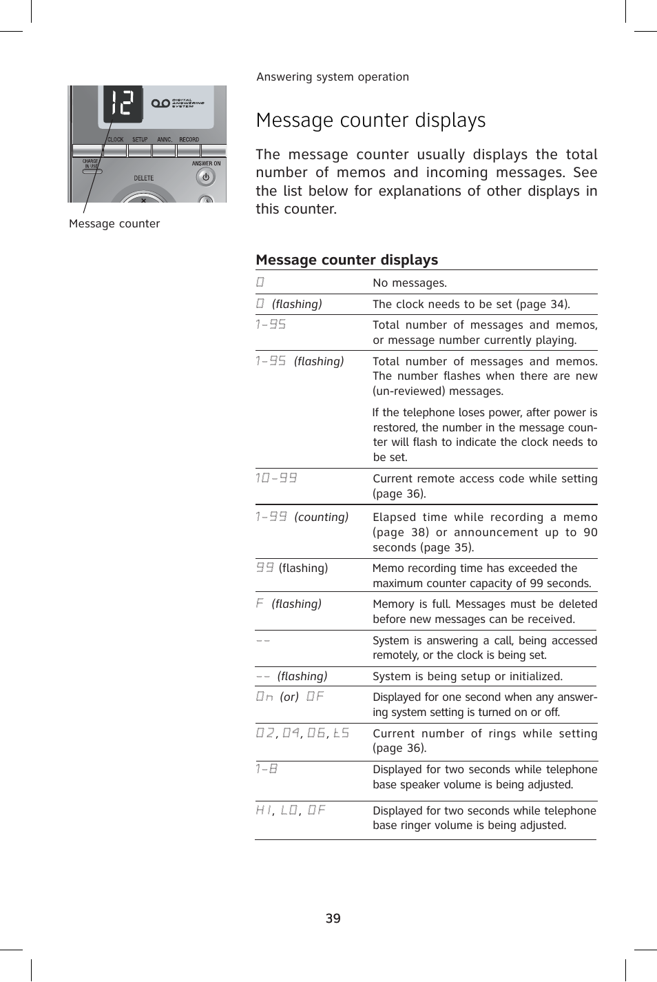 Message counter displays | AT&T E1814B User Manual | Page 42 / 65