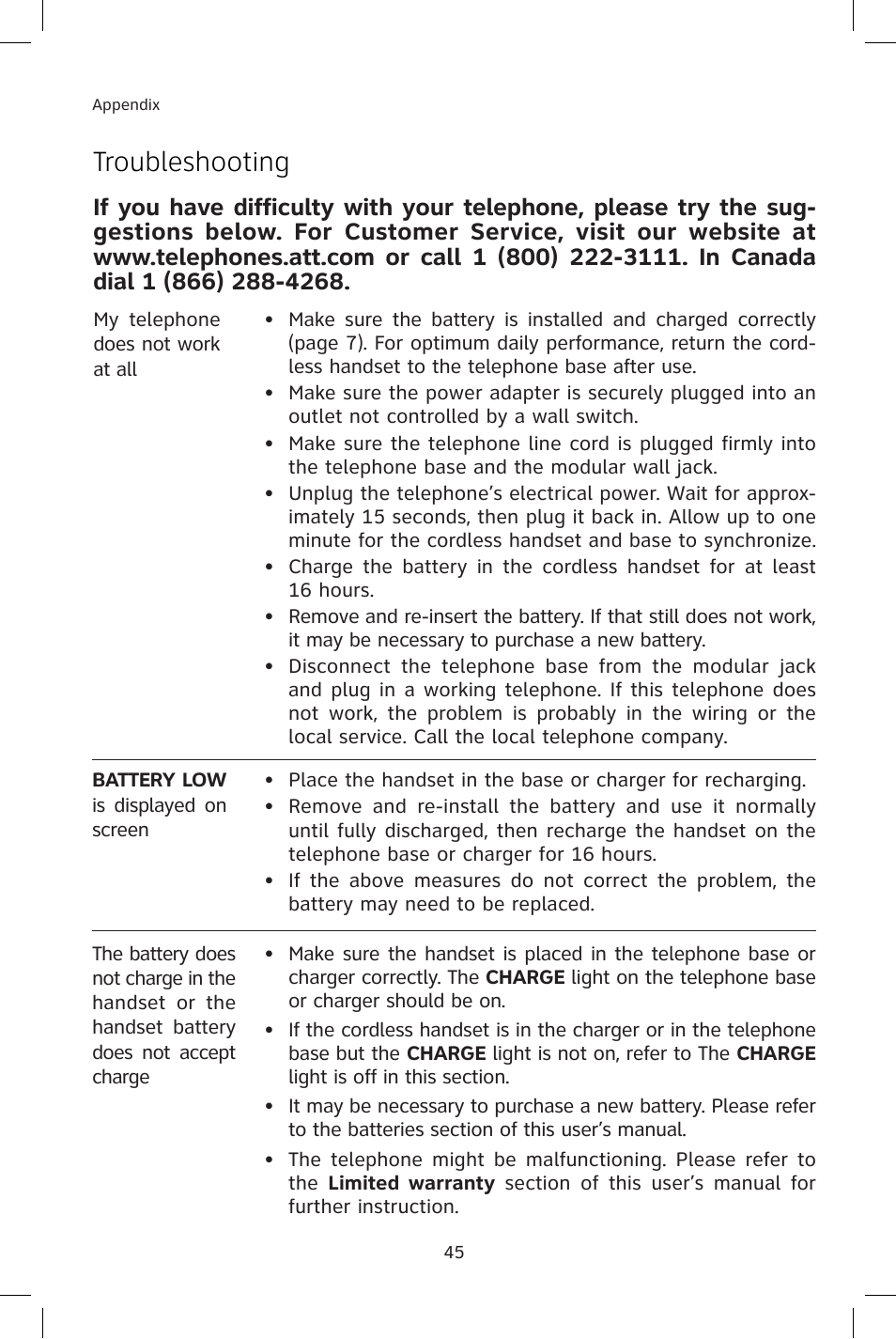 Troubleshooting | AT&T E1814B User Manual | Page 48 / 65