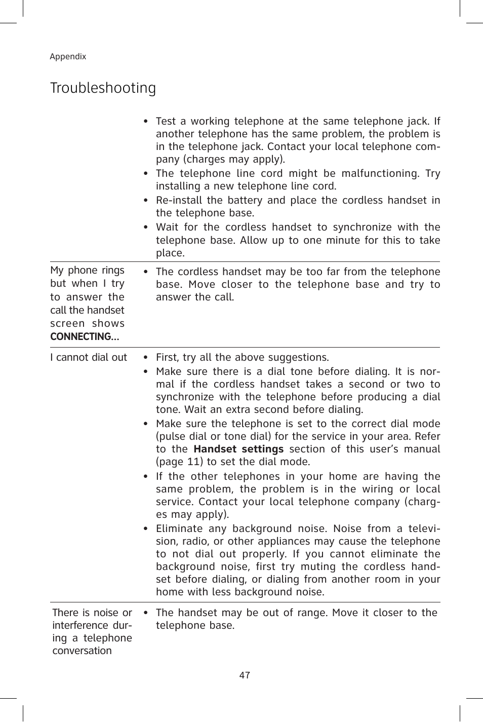 Connecting, Troubleshooting | AT&T E1814B User Manual | Page 50 / 65