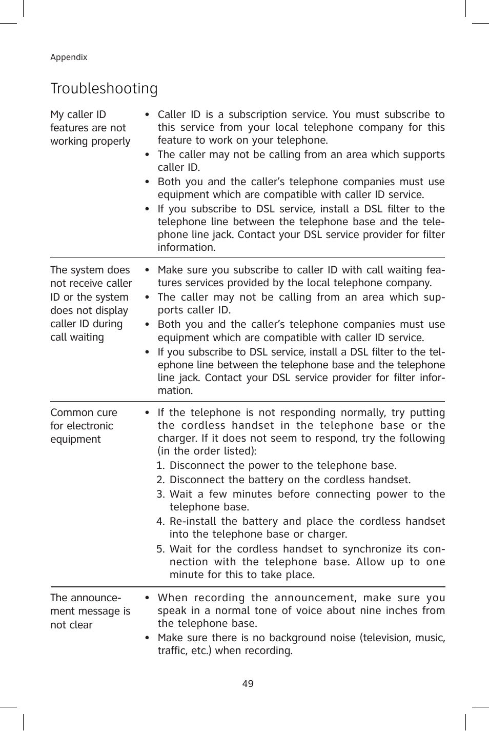 Troubleshooting | AT&T E1814B User Manual | Page 52 / 65
