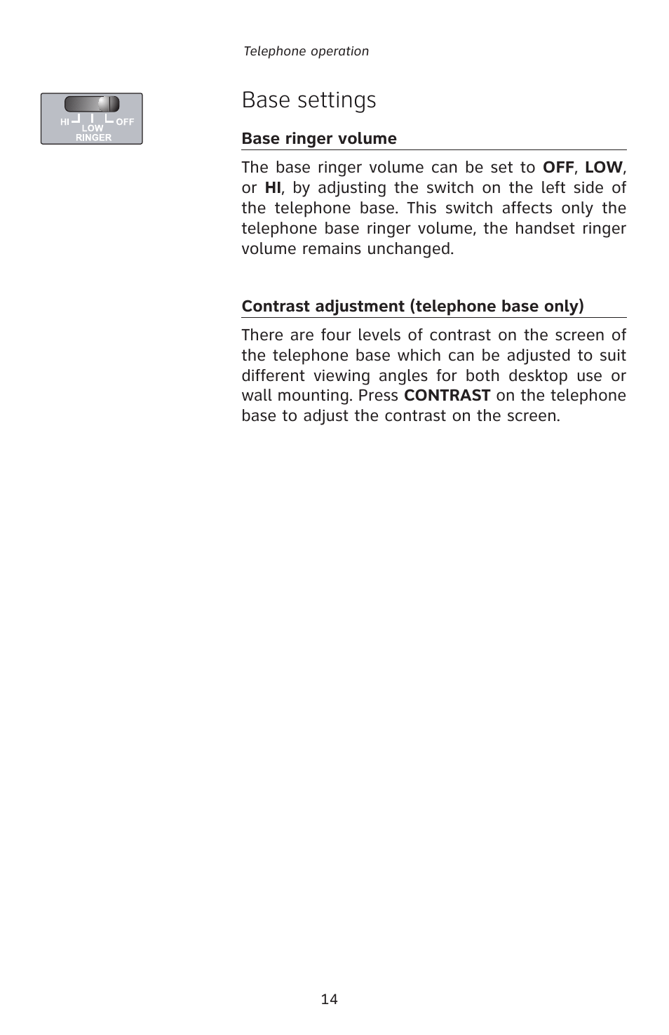 Base settings | AT&T E5827 User Manual | Page 17 / 70