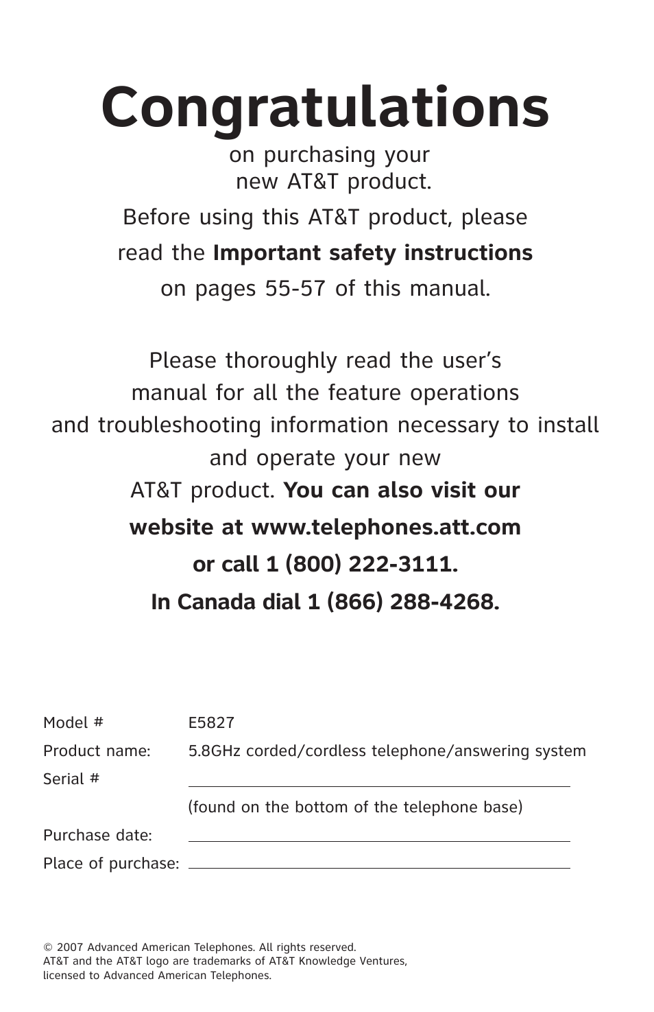 AT&T E5827 User Manual | Page 2 / 70