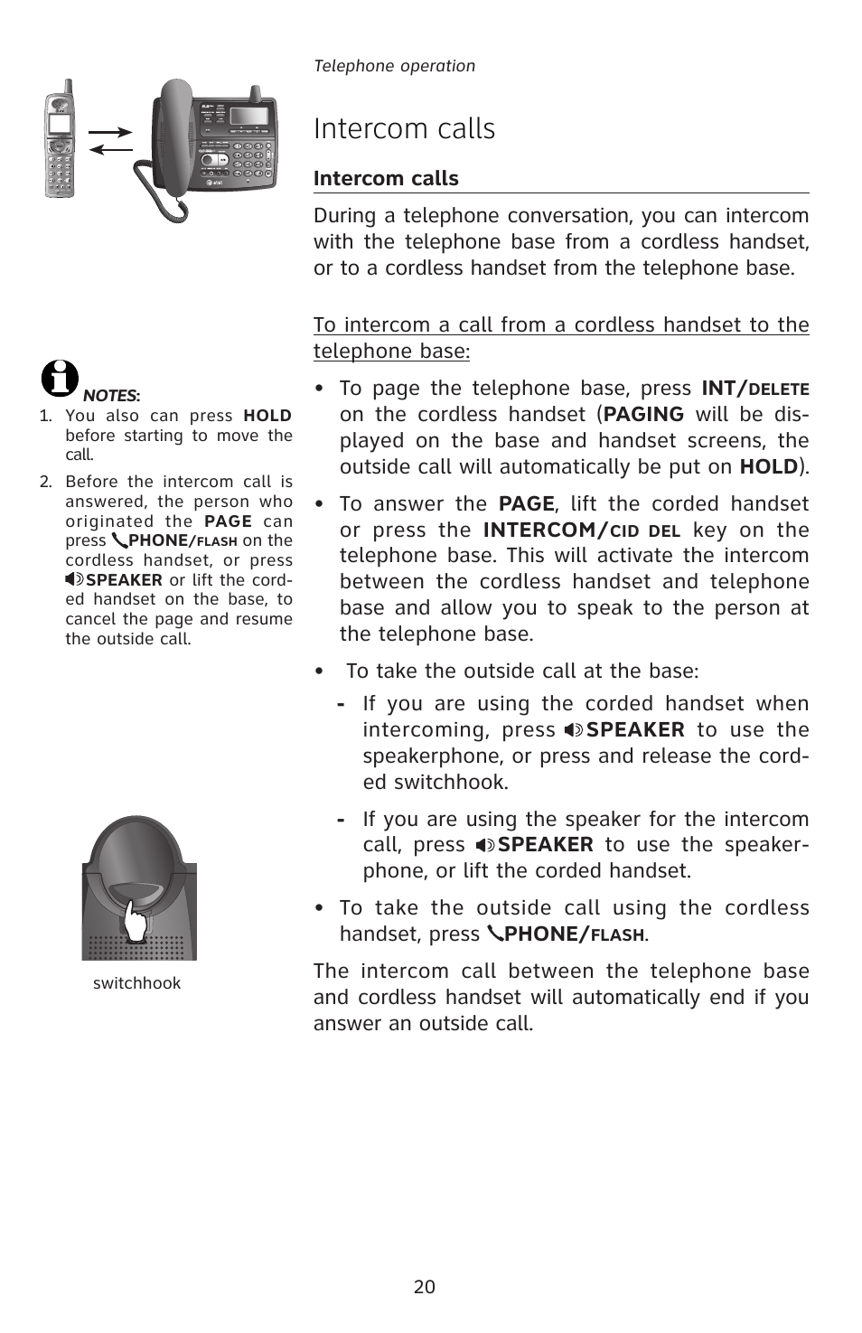 Intercom calls | AT&T E5827 User Manual | Page 23 / 70