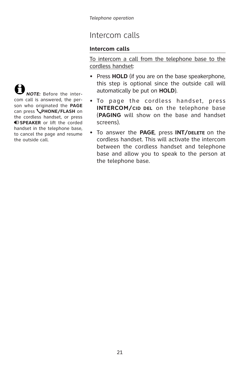Intercom calls | AT&T E5827 User Manual | Page 24 / 70