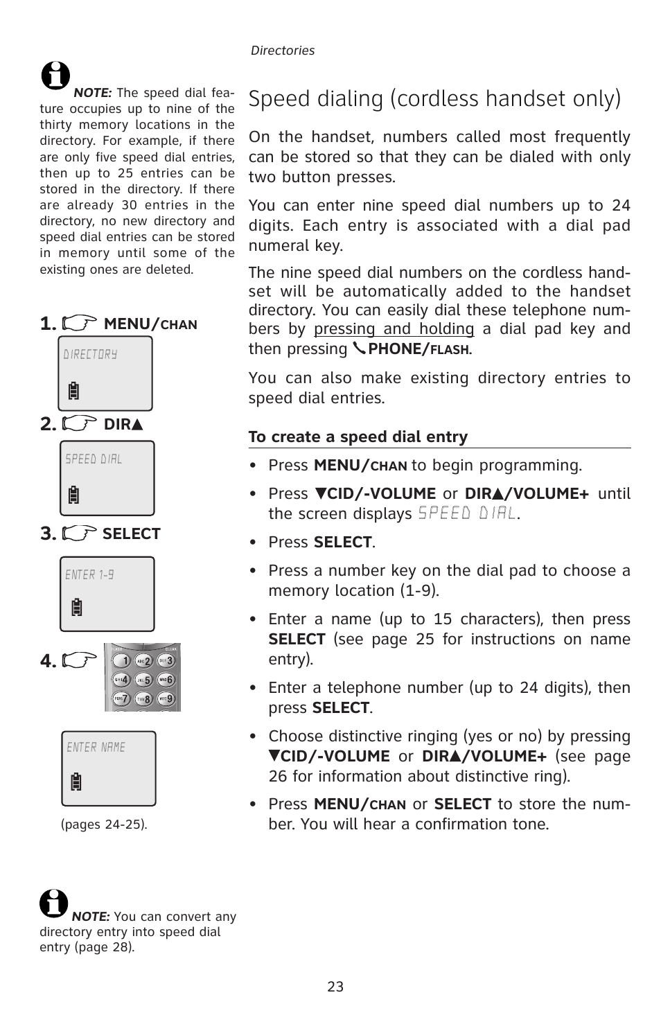 Speed dialing (cordless handset only) | AT&T E5827 User Manual | Page 26 / 70