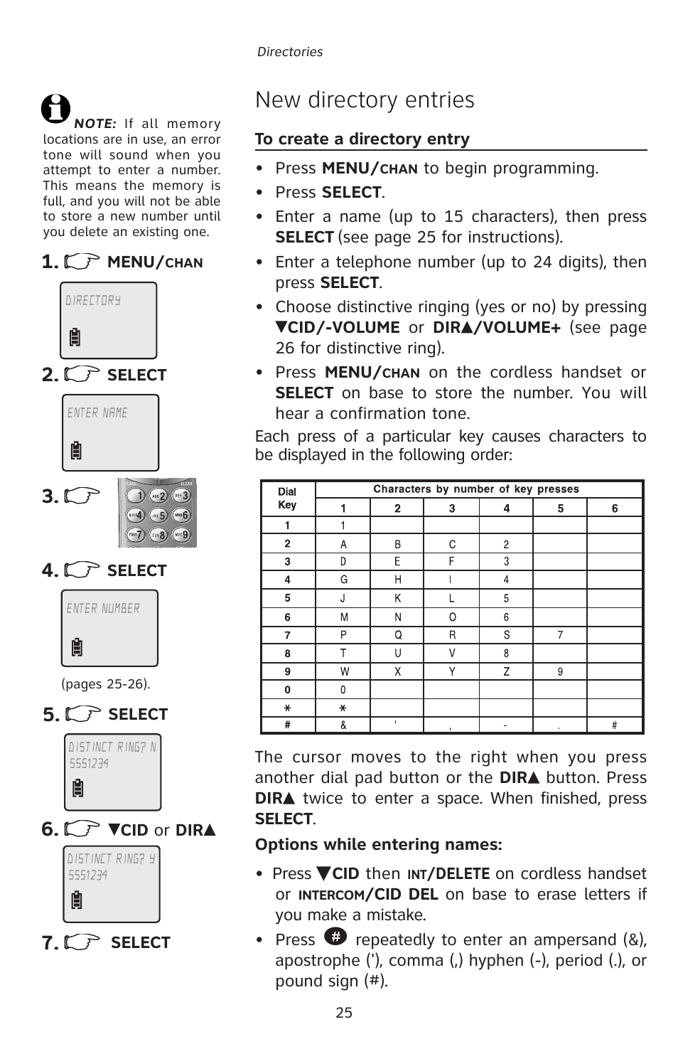 New directory entries | AT&T E5827 User Manual | Page 28 / 70