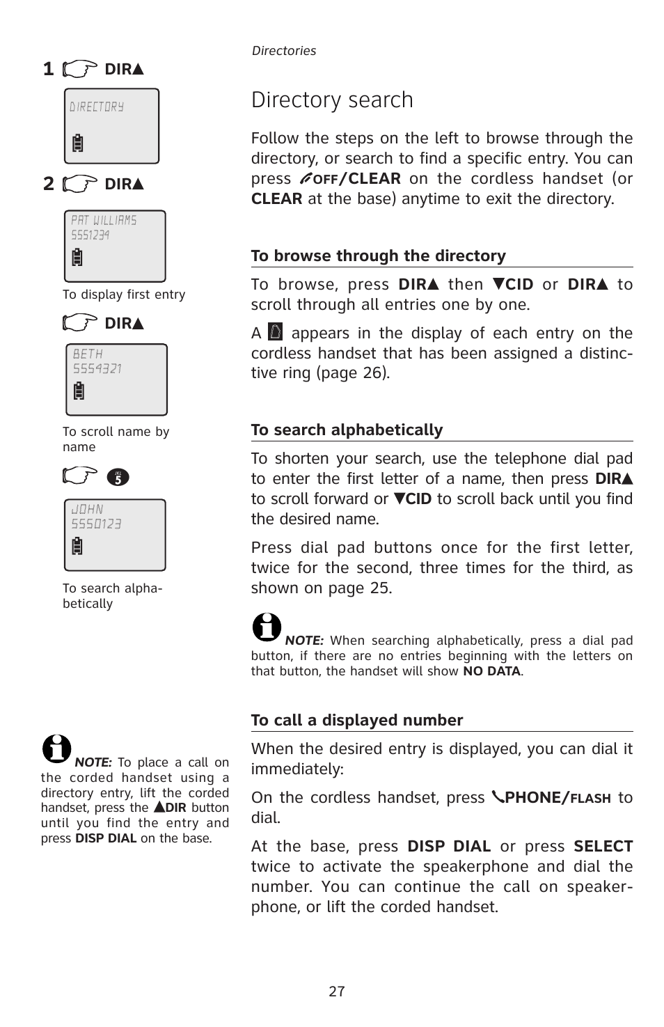 5directory search | AT&T E5827 User Manual | Page 30 / 70