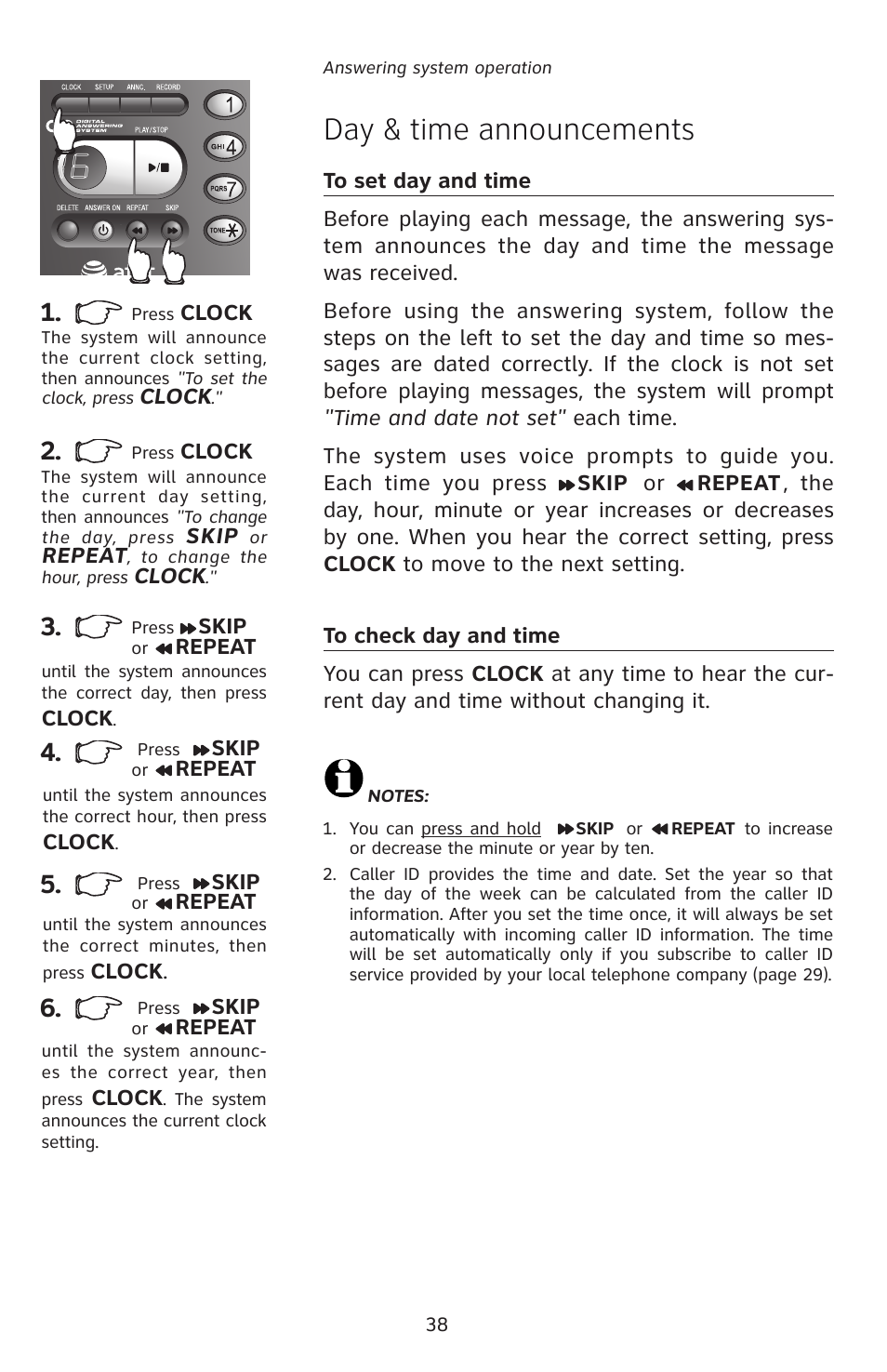 Day & time announcements | AT&T E5827 User Manual | Page 41 / 70