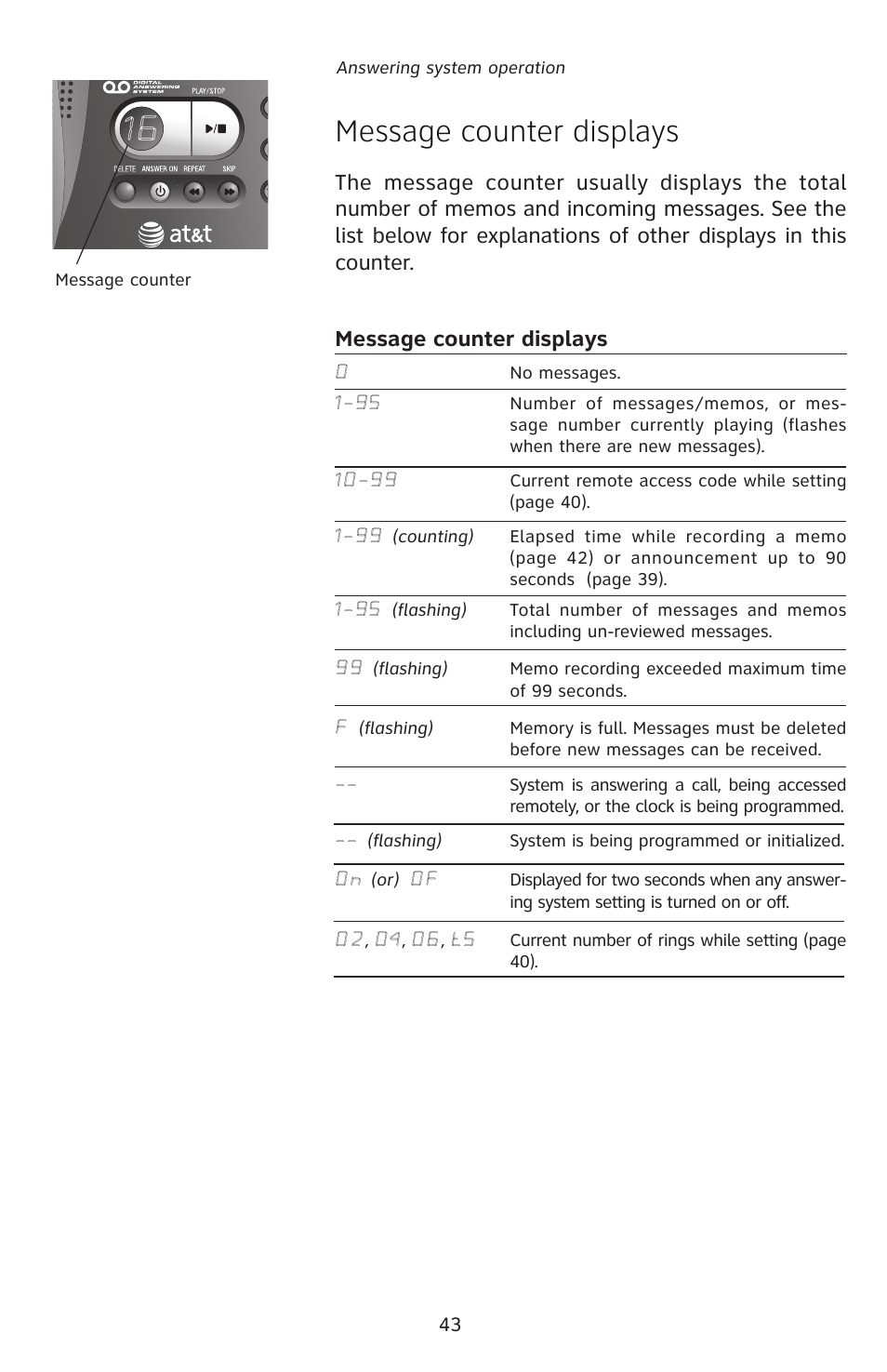Message counter displays | AT&T E5827 User Manual | Page 46 / 70